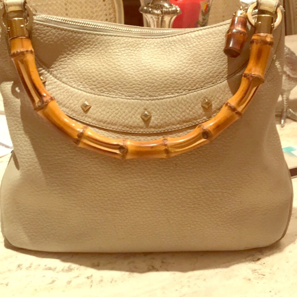 Gucci bamboo ivory handbag